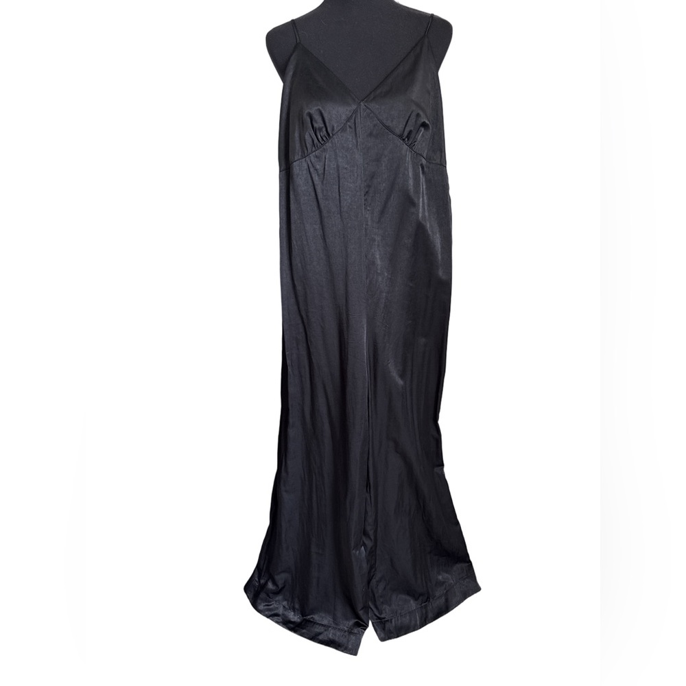 WeWoreWhat Black Satin Jumpsuit Large